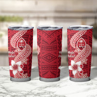 Hafa Adai Guam Tumbler Cup Polynesian Floral Red Pattern