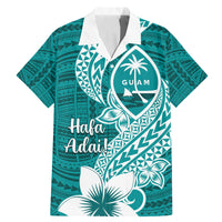 Hafa Adai Guam Family Matching Mermaid Dress and Hawaiian Shirt Polynesian Floral Teal Pattern LT01 Dad's Shirt - Short Sleeve Teal - Polynesian Pride