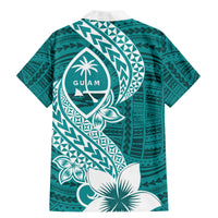 Hafa Adai Guam Family Matching Mermaid Dress and Hawaiian Shirt Polynesian Floral Teal Pattern LT01 - Polynesian Pride