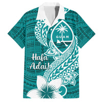 Hafa Adai Guam Family Matching Puletasi Dress and Hawaiian Shirt Polynesian Floral Teal Pattern LT01 Dad's Shirt - Short Sleeve Teal - Polynesian Pride