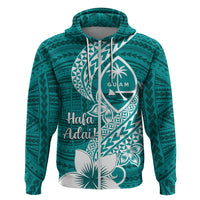 Hafa Adai Guam Zip Hoodie Polynesian Floral Teal Pattern LT01 Zip Hoodie Teal - Polynesian Pride