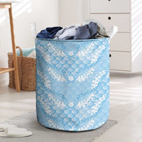 Baby Blue Mermaid Puakenikeni Maile Lei Laundry Basket LT01 Blue - Polynesian Pride