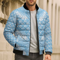 Baby Blue Mermaid Puakenikeni Maile Lei Bomber Puffer Jacket LT01 - Polynesian Pride