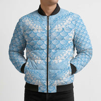 Baby Blue Mermaid Puakenikeni Maile Lei Bomber Puffer Jacket LT01 - Polynesian Pride