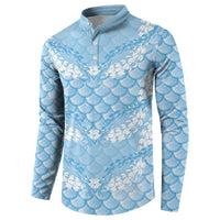Baby Blue Mermaid Puakenikeni Maile Lei Button Sweatshirt LT01 - Polynesian Pride