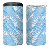 Baby Blue Mermaid Puakenikeni Maile Lei 4 in 1 Can Cooler Tumbler LT01 One Size: 16 oz Blue - Polynesian Pride
