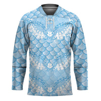 Baby Blue Mermaid Puakenikeni Maile Lei Hockey Jersey LT01 Unisex Blue - Polynesian Pride