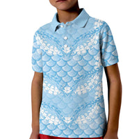Baby Blue Mermaid Puakenikeni Maile Lei Kid Polo Shirt LT01 Kid Blue - Polynesian Pride