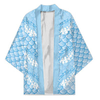 Baby Blue Mermaid Puakenikeni Maile Lei Kimono LT01 Unisex Blue - Polynesian Pride