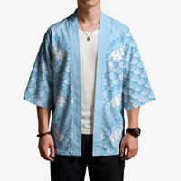 Baby Blue Mermaid Puakenikeni Maile Lei Kimono LT01 - Polynesian Pride