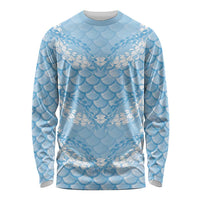 Baby Blue Mermaid Puakenikeni Maile Lei Long Sleeve Shirt LT01 Unisex Blue - Polynesian Pride