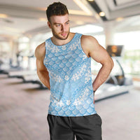 Baby Blue Mermaid Puakenikeni Maile Lei Men Tank Top LT01 Blue - Polynesian Pride