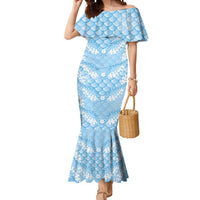 Baby Blue Mermaid Puakenikeni Maile Lei Mermaid Dress LT01 Women Blue - Polynesian Pride