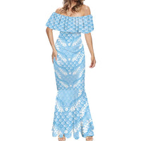Baby Blue Mermaid Puakenikeni Maile Lei Mermaid Dress LT01 - Polynesian Pride
