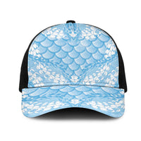 Baby Blue Mermaid Puakenikeni Maile Lei Mesh Trucker Cap LT01 One Size Black Blue - Polynesian Pride