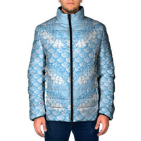 Baby Blue Mermaid Puakenikeni Maile Lei Padded Jacket LT01 Men Blue - Polynesian Pride