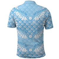 Baby Blue Mermaid Puakenikeni Maile Lei Polo Shirt LT01 - Polynesian Pride