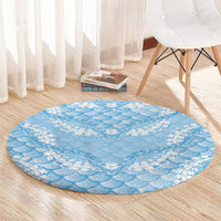 Baby Blue Mermaid Puakenikeni Maile Lei Round Carpet LT01 - Polynesian Pride