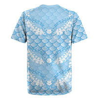 Baby Blue Mermaid Puakenikeni Maile Lei Rugby Jersey LT01 - Polynesian Pride