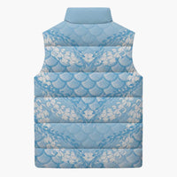 Baby Blue Mermaid Puakenikeni Maile Lei Sleeveless Puffer Jacket LT01 - Polynesian Pride