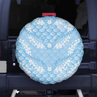 Baby Blue Mermaid Puakenikeni Maile Lei Spare Tire Cover LT01 No hole Blue - Polynesian Pride