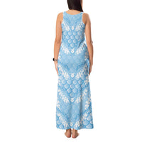 Baby Blue Mermaid Puakenikeni Maile Lei Tank Maxi Dress LT01 - Polynesian Pride