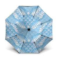 Baby Blue Mermaid Puakenikeni Maile Lei Umbrella LT01 One Size Folded 11.42 inch Opened Diameter 37.4 inch Blue - Polynesian Pride