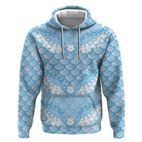 Baby Blue Mermaid Puakenikeni Maile Lei Zip Hoodie LT01 Pullover Hoodie Blue - Polynesian Pride