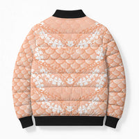 Apricot Mermaid Puakenikeni Maile Lei Bomber Puffer Jacket LT01 - Polynesian Pride