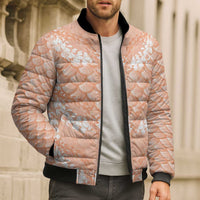 Apricot Mermaid Puakenikeni Maile Lei Bomber Puffer Jacket LT01 - Polynesian Pride