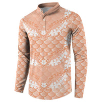 Apricot Mermaid Puakenikeni Maile Lei Button Sweatshirt LT01 - Polynesian Pride