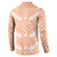 Apricot Mermaid Puakenikeni Maile Lei Button Sweatshirt LT01 - Polynesian Pride