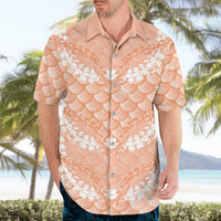 Apricot Mermaid Puakenikeni Maile Lei Hawaiian Shirt LT01 - Polynesian Pride