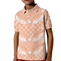 Apricot Mermaid Puakenikeni Maile Lei Kid Polo Shirt LT01 Kid Apricot - Polynesian Pride