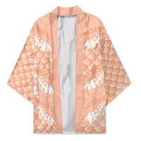 Apricot Mermaid Puakenikeni Maile Lei Kimono LT01 Unisex Apricot - Polynesian Pride