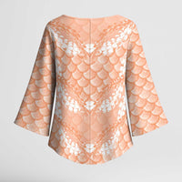 Apricot Mermaid Puakenikeni Maile Lei Kimono Sleeve Blouse LT01 - Polynesian Pride