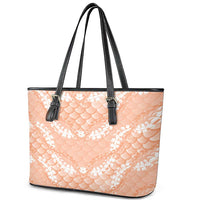 Apricot Mermaid Puakenikeni Maile Lei Leather Tote Bag LT01 - Polynesian Pride