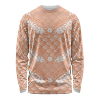 Apricot Mermaid Puakenikeni Maile Lei Long Sleeve Shirt LT01 Unisex Apricot - Polynesian Pride