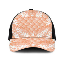 Apricot Mermaid Puakenikeni Maile Lei Mesh Trucker Cap LT01 One Size Black Apricot - Polynesian Pride
