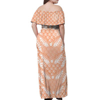 Apricot Mermaid Puakenikeni Maile Lei Off Shoulder Maxi Dress LT01 - Polynesian Pride