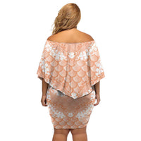 Apricot Mermaid Puakenikeni Maile Lei Off Shoulder Short Dress LT01 - Polynesian Pride