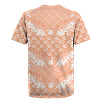 Apricot Mermaid Puakenikeni Maile Lei Rugby Jersey LT01 - Polynesian Pride