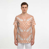 Apricot Mermaid Puakenikeni Maile Lei Scrub Top LT01 - Polynesian Pride
