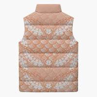 Apricot Mermaid Puakenikeni Maile Lei Sleeveless Puffer Jacket LT01 - Polynesian Pride