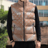 Apricot Mermaid Puakenikeni Maile Lei Sleeveless Puffer Jacket LT01 - Polynesian Pride