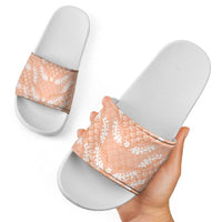Apricot Mermaid Puakenikeni Maile Lei Slide Sandals LT01 - Polynesian Pride
