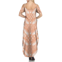 Apricot Mermaid Puakenikeni Maile Lei Summer Maxi Dress LT01 - Polynesian Pride