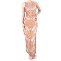 Apricot Mermaid Puakenikeni Maile Lei Tank Maxi Dress LT01 Women Apricot - Polynesian Pride