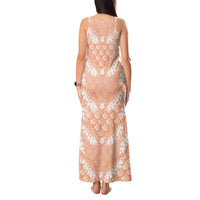 Apricot Mermaid Puakenikeni Maile Lei Tank Maxi Dress LT01 - Polynesian Pride