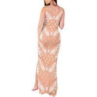 Apricot Mermaid Puakenikeni Maile Lei Tank Maxi Dress LT01 - Polynesian Pride